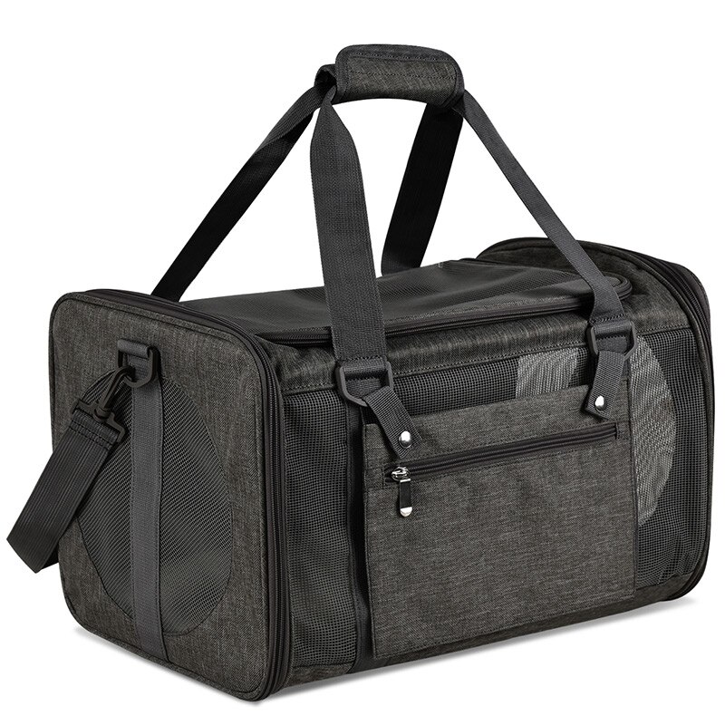 Draagbare Kat Zak Outdoor Reizen Opvouwbare Pet Carrier Koffer Voor Katten Crossbody Tas Vervoer Ademende Kat Draagtas: Black / 43x28x28cm