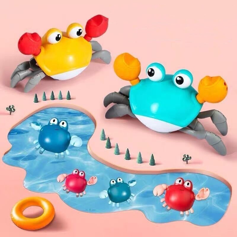 Child Bath Toy Big Crab Clockwork Baby Infant Water Classic Toy Beach Toys for Baby Drag Baby Bath Tub Summer Toys for Kids