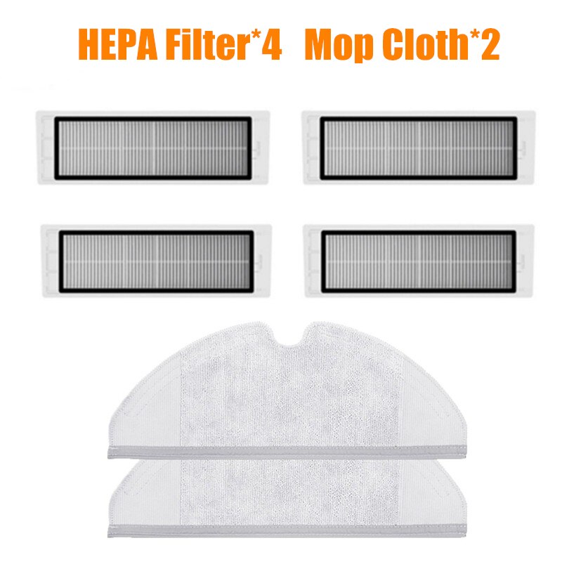 Rolo de escova lateral, filtro hepa, adequado para robô xiaomi 1s roborock s50 s51 s55 s5 s6 xiaowa, kits de peças de reposição para limpeza: Marrom