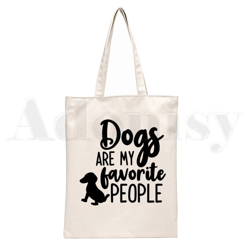 Honden Zijn Mijn Favoriete Mensen Toevallige Grappig Handtassen Schoudertassen Toevallige Winkelen Meisjes Handtas Vrouwen Elegante Canvas Tas: F