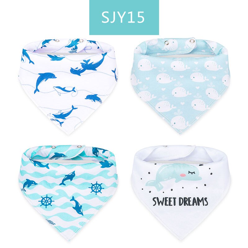 Gelukkig Fluit 4 Stuks Veel Baby Kids 100% Katoen Bandana Slabbetjes Feeding Speeksel Handdoek Dribble Driehoek Set