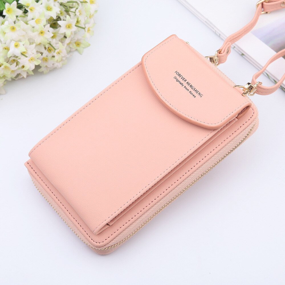 Dames lange portemonnee schoudertas dames portemonnee clutch dames portemonnee rits telefoonvak kaarthouder dames carteras: Roze
