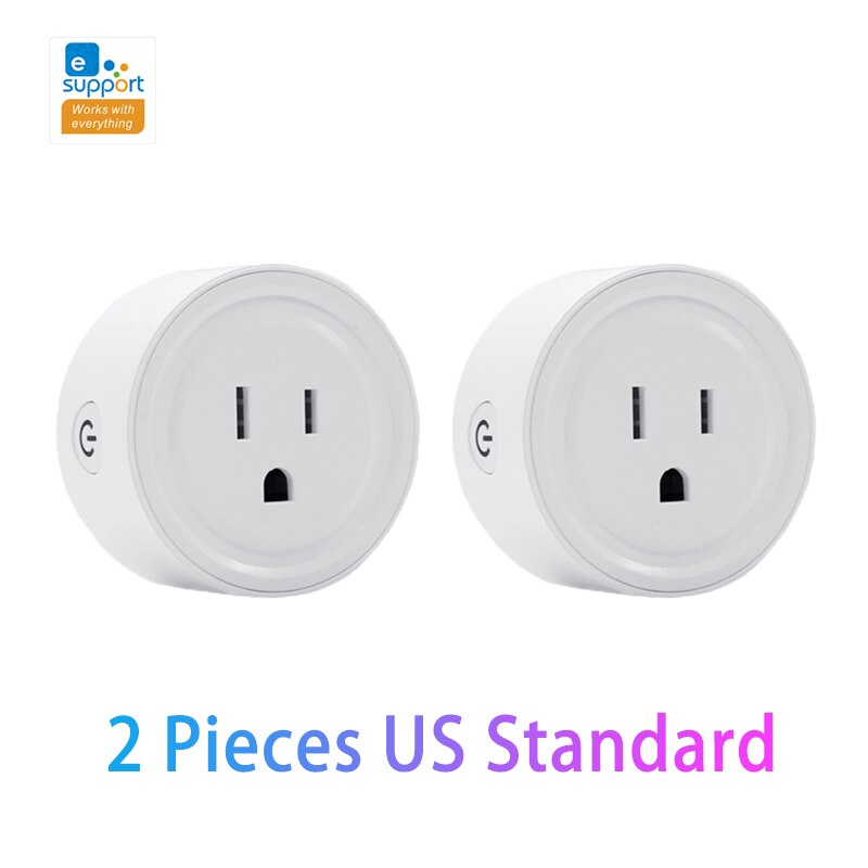 EWeLink ZigBee Smart WiFi Plug Socket For Samsung SmartThings Remote Voice Control Socket Outlet Work With Alexa Smart Home: 2 Pieces US
