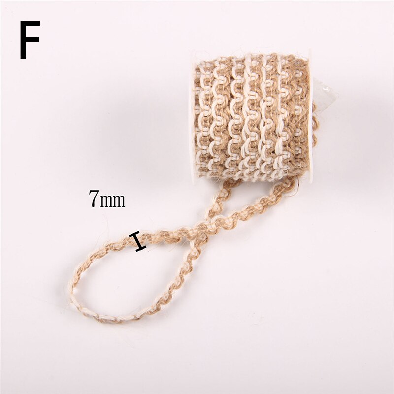 Corde de ficelle en toile de Jute hessienne, 5M, en toile de Jute naturelle, pour emballage , fournitures décoratives Vintage pour fête de mariage: F