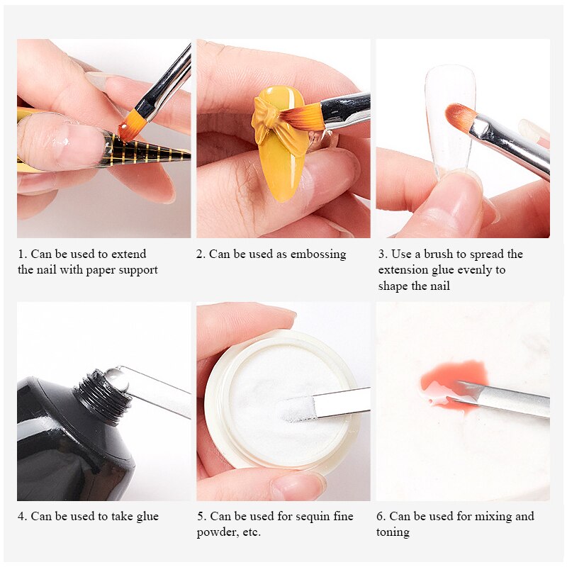 5 Pcs/set Multifonctionnel Nail Art Brosse Parsemant Peinture Dessin Liner Stylo Gel Acrylique Extension Ongles Manucure Kit DE BRICOLAGE