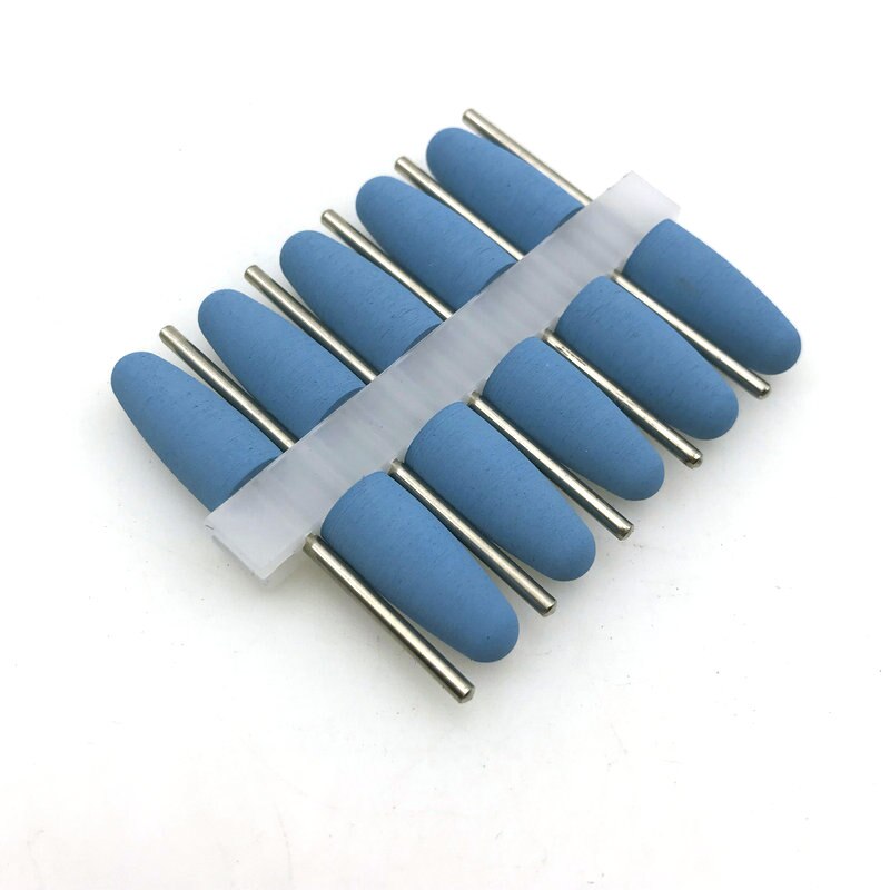 10 stk silikonegummi dental poleringsmaskine slibemaskiner neglebor til elektrisk manicure og oral indledende poleringsbor: Blå