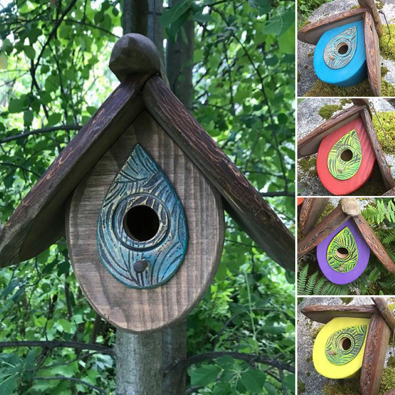 Hand Carved Wood Birdhouse Outdoor Hanging Birdhouse Ornament Garden Courtyard Terrace Hand Carved Wood Birdhouse XHC88