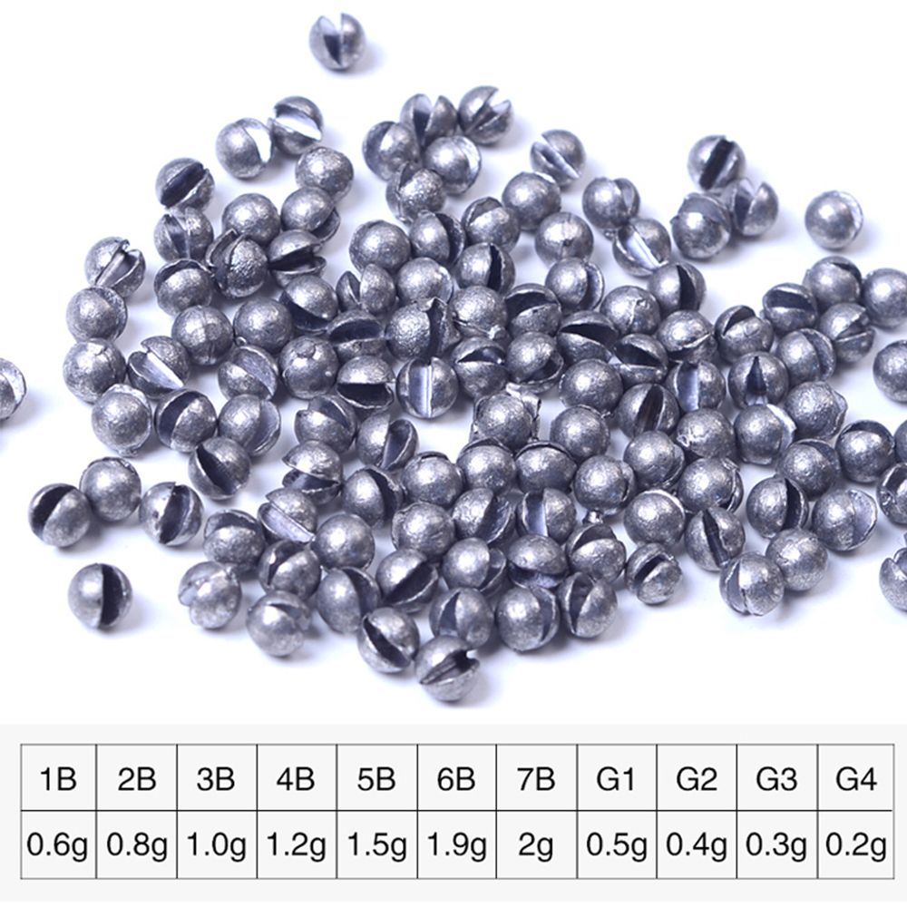 100Pcs G4-7B Carp Fishing Solid Oval Split Shot Lead Explosion Sinker Fishing Lure weight Auxiliary Fishing Tackle