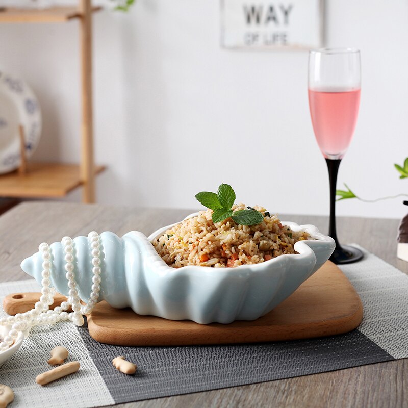 Platos creativos de cerámica con forma de concha blanca para aperitivos, fruta, pastel, caramelo, ensalada, vajilla de porcelana, vajilla de decoración