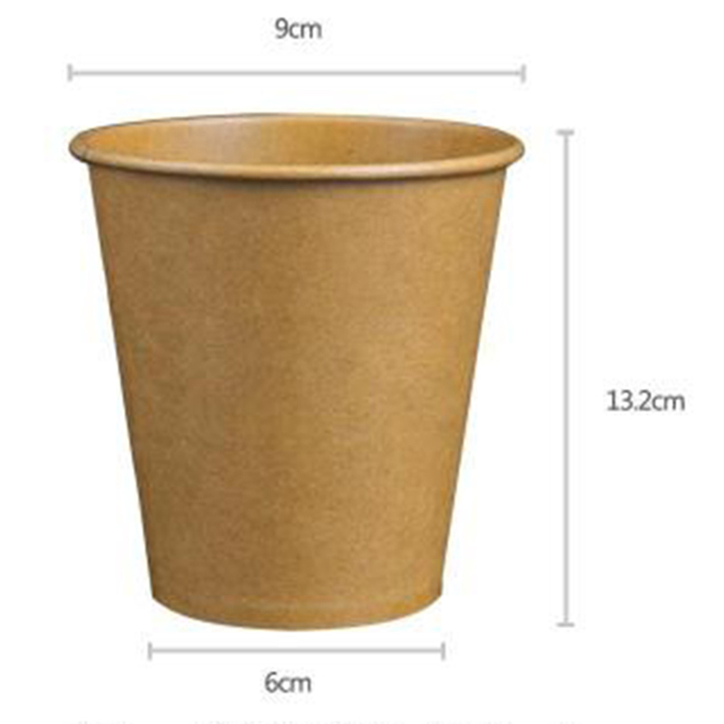 100Pcs Papier Koffiekopje Wegwerp Papier Cup Met Deksel Cover Eco Vriendelijke Thee Cups Party Drinken Accessoires Hout Kleur cups