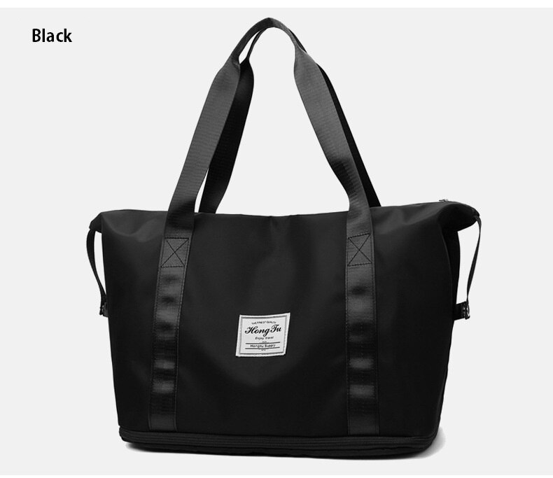 Große Kapazität Reisetasche für Frauen Wasserdichte Oxford Handtasche Doppel Schicht Outdoor Fitness Yoga Taschen Freizeit Sport Geldbörse: Black