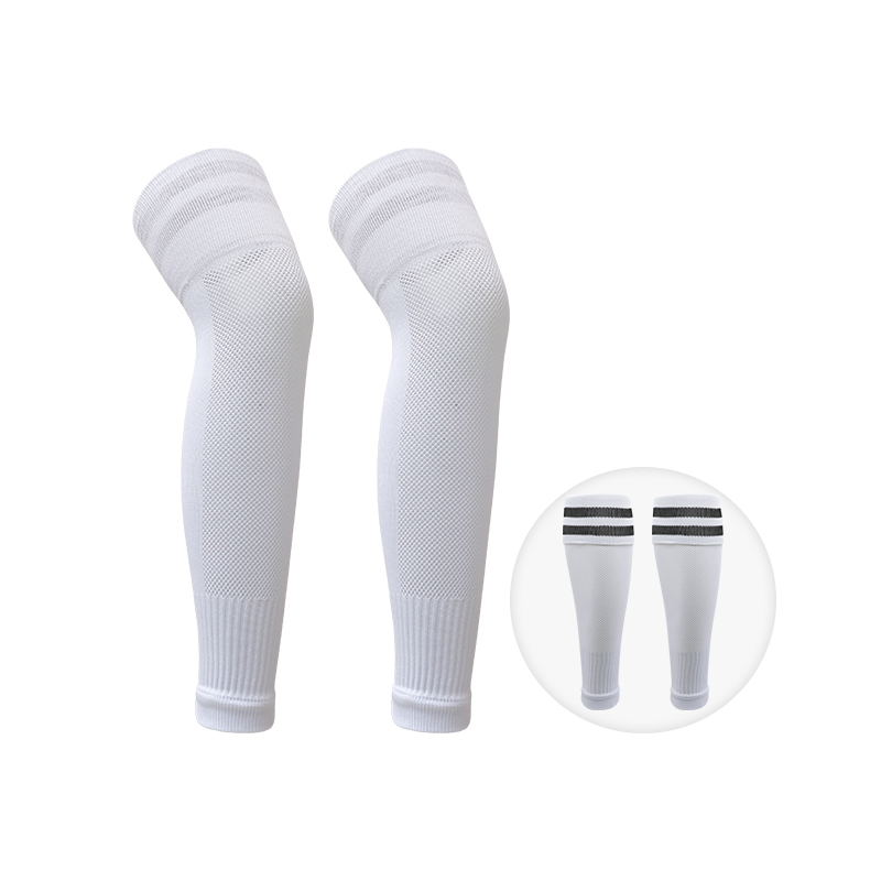Fotbollsstrumpor för vuxna, vadstrumpor över knä, fotbollsleggings, barn, andningsbara sportknäskydd, benskydd, knäledsskydd: 3xs / Vit