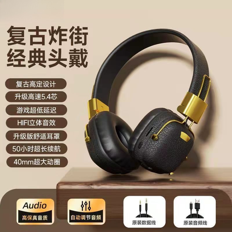 Nuevos auriculares Bluetooth multifuncionales montados en la cabeza de con plegable inalámbrico y auriculares con reducción de ruido: Blanco