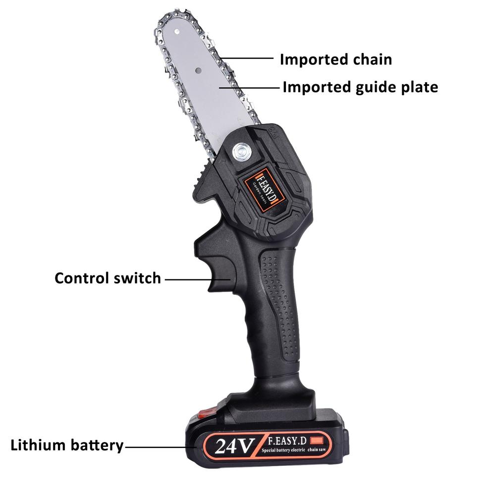 24V Elektrische Kettingzaag 4-Inch Draadloze Draagbare Mini Kettingzaag Outdoor Logging Boomgaard Snoeien Tool Tuin Hout Snijden accessoire