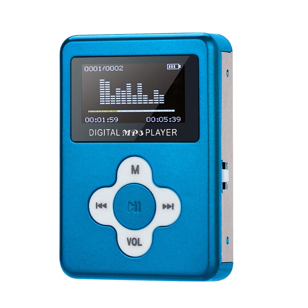Mini MP3 Player LCD Screen Support Micro SD TF Card Children Lover Decoder PC Insert USB Charging MP3 Player QIY06 D23: Blue