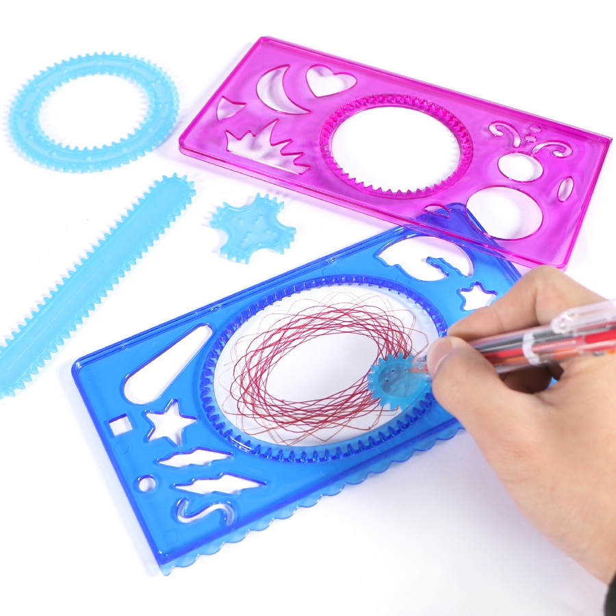 Juego de juguetes de dibujo espirales para niños, engranajes y ruedas entrelazados con 1 bolígrafo de de 6 colores, juguete de aprendizaje de arte, 8 Uds.