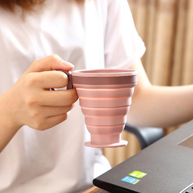 1pc Kaffee Becher Reise Faltbare Silikon Tasse Klapp Wasser Tassen Lebensmittel Klasse Küche Trinken Ware Becher Tee Kaffee Tassen