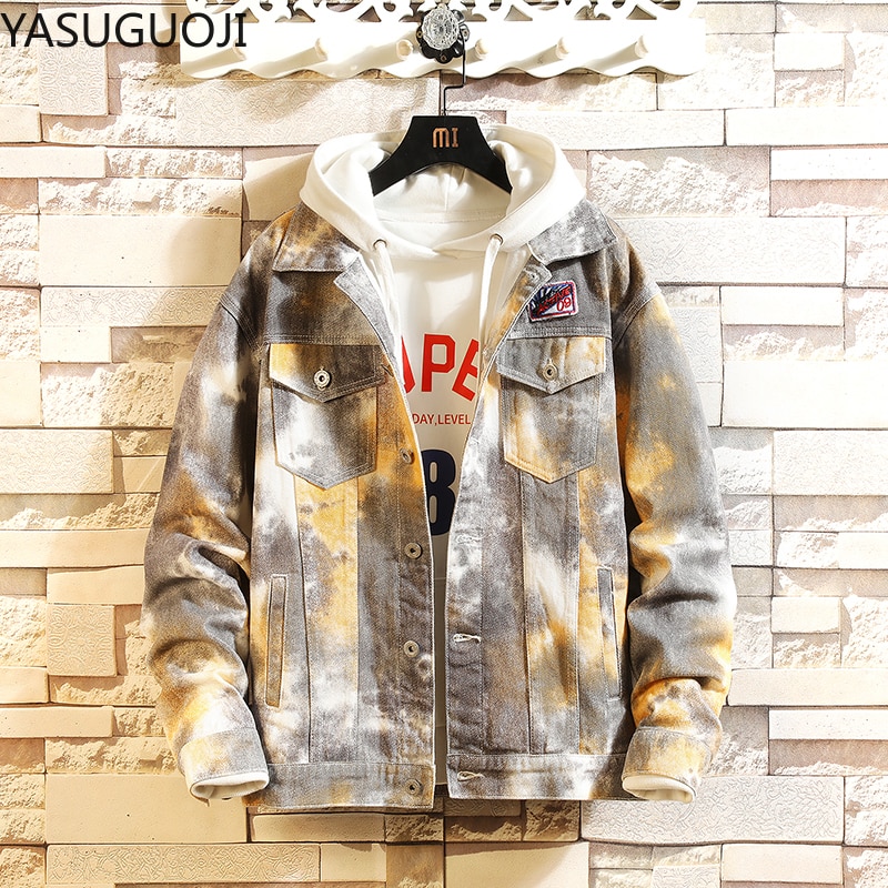 YASUGUOJI Camouflage Denim Jacket Men Hip Hop Jean Jacket Men Spring Plus Size 4xl 5XL Coat Streetwear Clothes