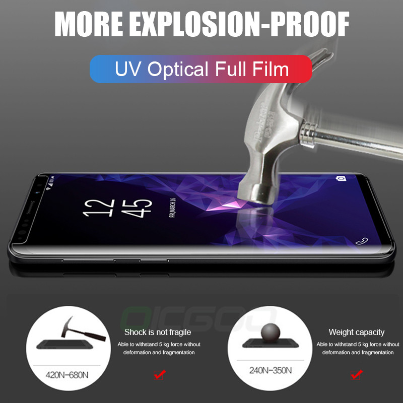 UV Tempered Glass For Samsung Galaxy S10 S9 S8 Plus Note 9 8 100D Full Liquid Screen Protector For Samsung S8 S9 S7 Edge Glass