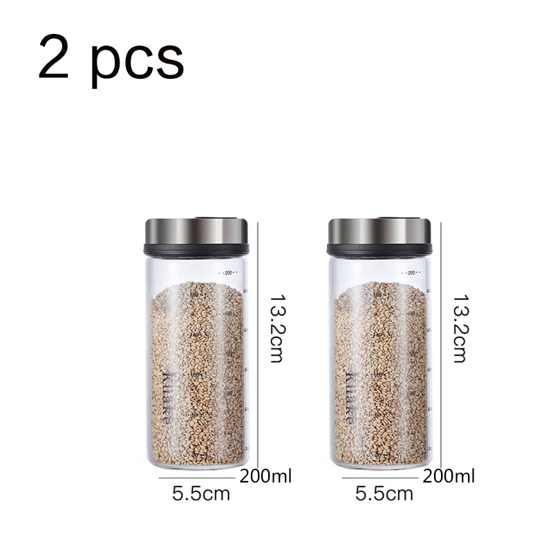 High borosilicate kitchen glass seasoning jar sauce vinegar salt condiment airtight bottle pepper spice shaker with rotating lid: set 4