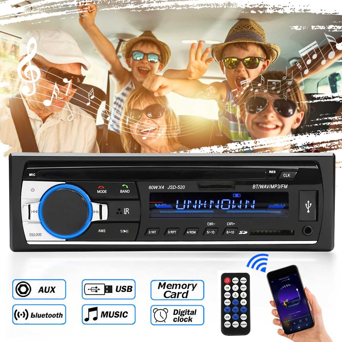 24V Auto Stereo Audio Bluetooth 1 Din Auto MP3 Multimedia Player Usb MP3 Fm Radio JSD-520 Met Afstandsbediening controle