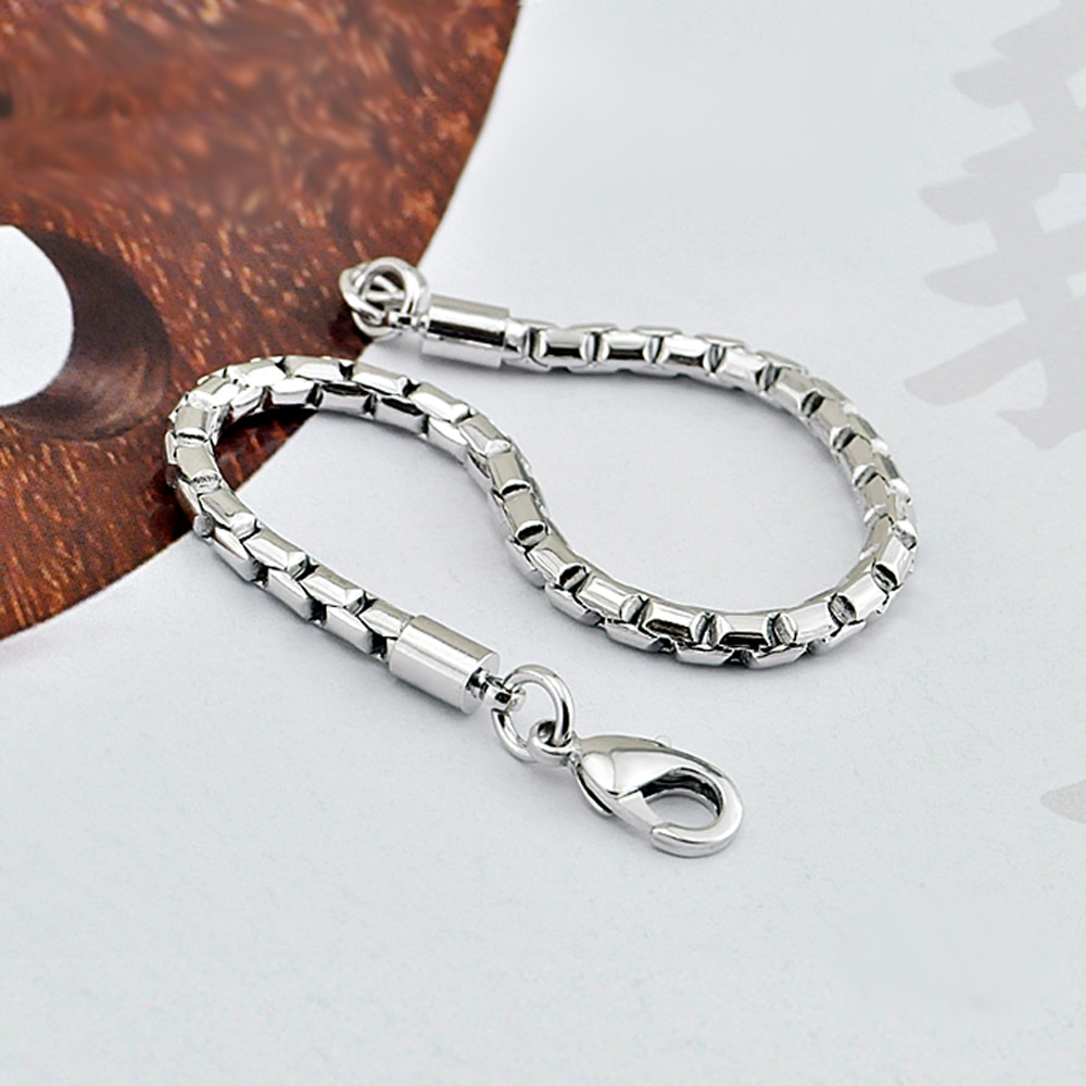Echte 100% 925 Sterling Zilveren Box Ketting Armbanden Voor Jongens En Mannen Mode 5Mm 20Cm Snake Chain Punk stijl Manchet Sieraden Vrouw