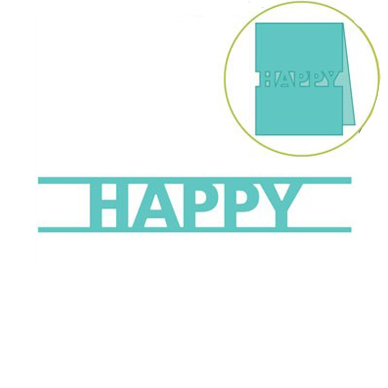 Happy word ramme metall kutte dies sjablonger glad ord ramme utstansing for kort lage dekorasjon