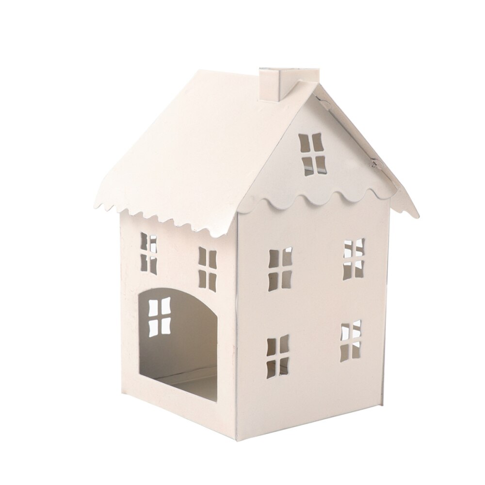 Candlestick White Iron House Shaped Lantern Crafts for Living Room Home Wedding