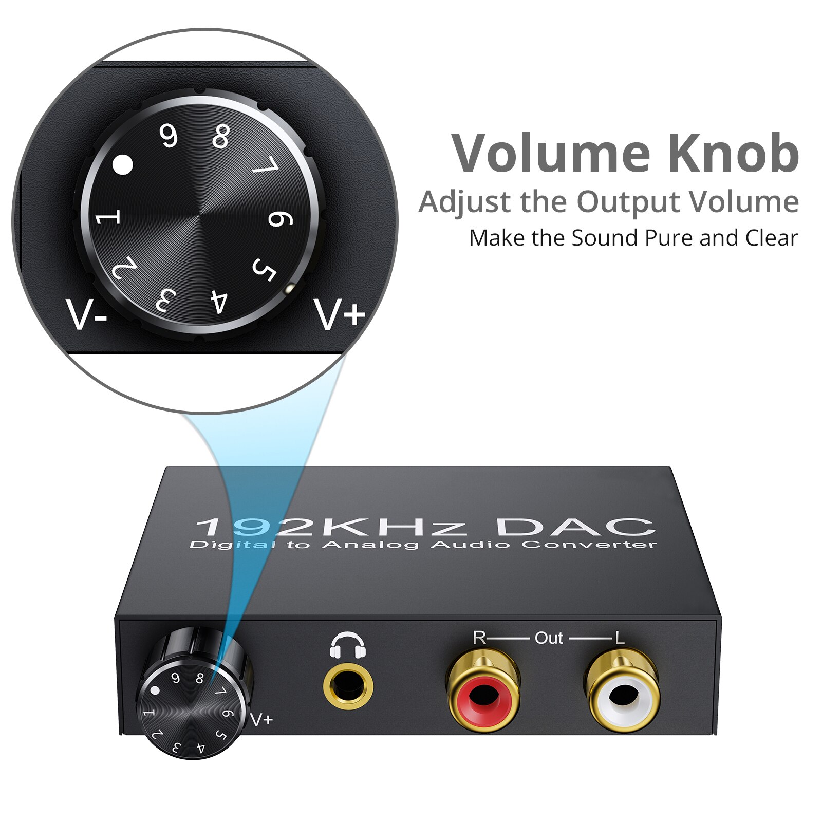 ESYNiC-convertidor Digital a analógico, adaptador de Audio de 192kHz, DAC Coaxial, SPDIF, Toslink a estéreo analógico, L/R, RCA, Jack de 3,5mm