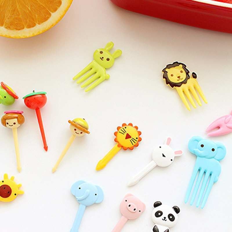 10pcs/set Lovely Lunch Box Bento Accessory Decor Animal Food Fruit Picks Forks