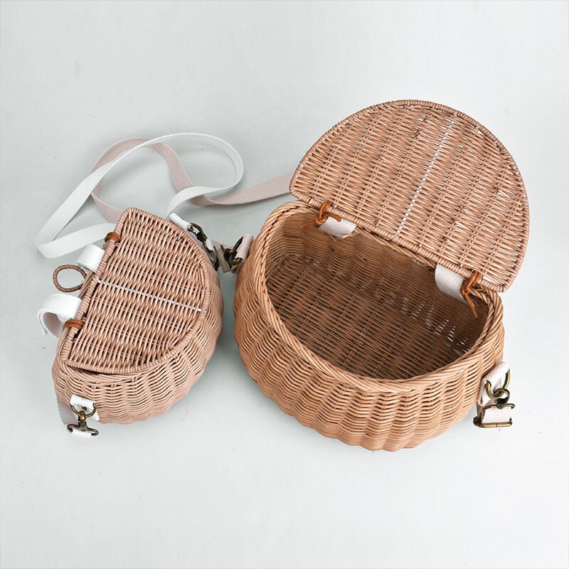 Sac à dos de rangement en paille en osier | Panier de vélo Vintage, fait à la main, rotin suspendu, sac de rangement, décor nordique pour chambre d'enfants filles