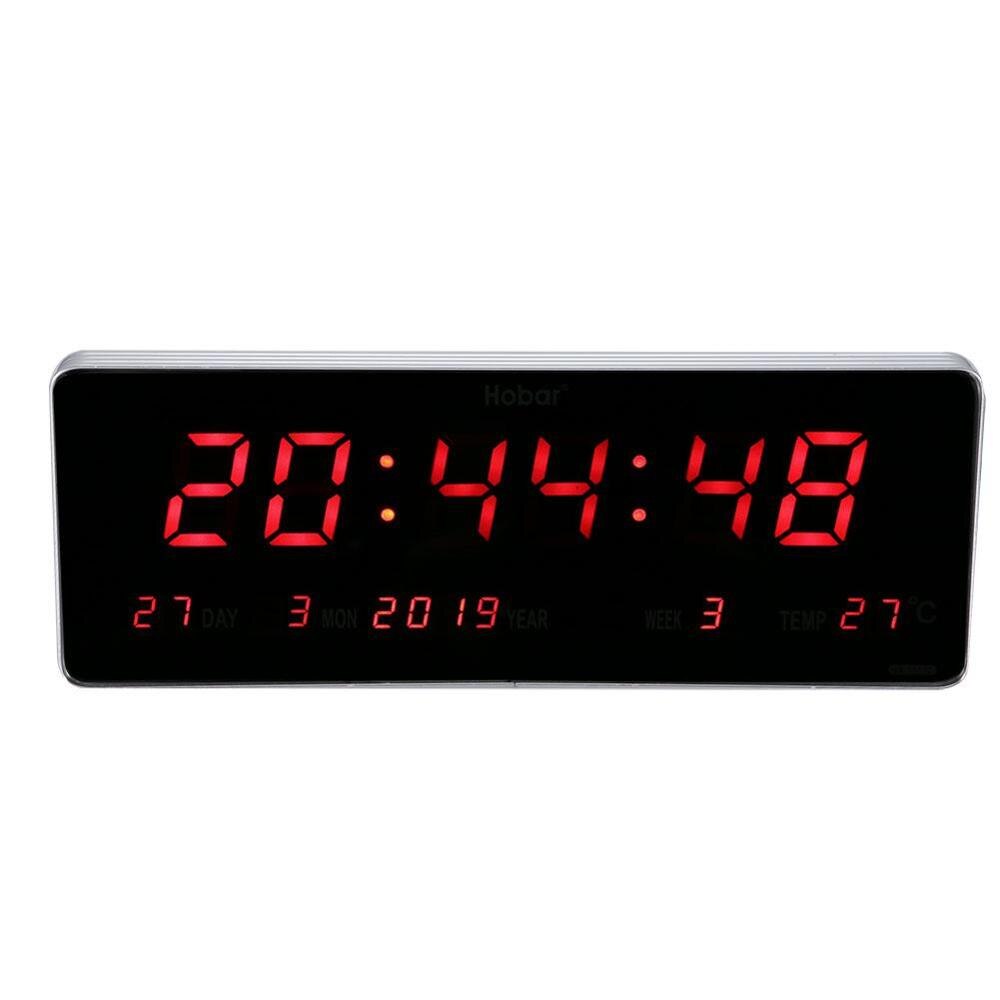 Digital Wall Clock Modern Digital LED Calendar Clock Temperature Wall Clocks EU Plug 110-240V Wall Watch часы настенные: C