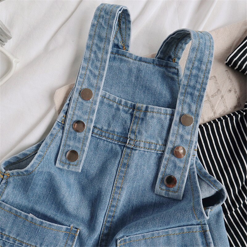 Enfants salopette pantalon décontracté enfant en bas âge enfants garçons filles solide pantalon bébé bleu clair Denim jarretelle pantalon Jean vêtements 1-6Y