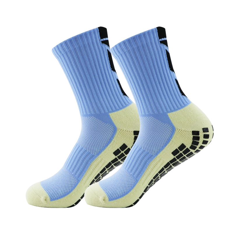 Calcetines de fútbol antideslizantes para fútbol, antihombres, adolescentes, niños, calcetines deportivos con agarre, calcetines de en negro, blanco y azul: Champán