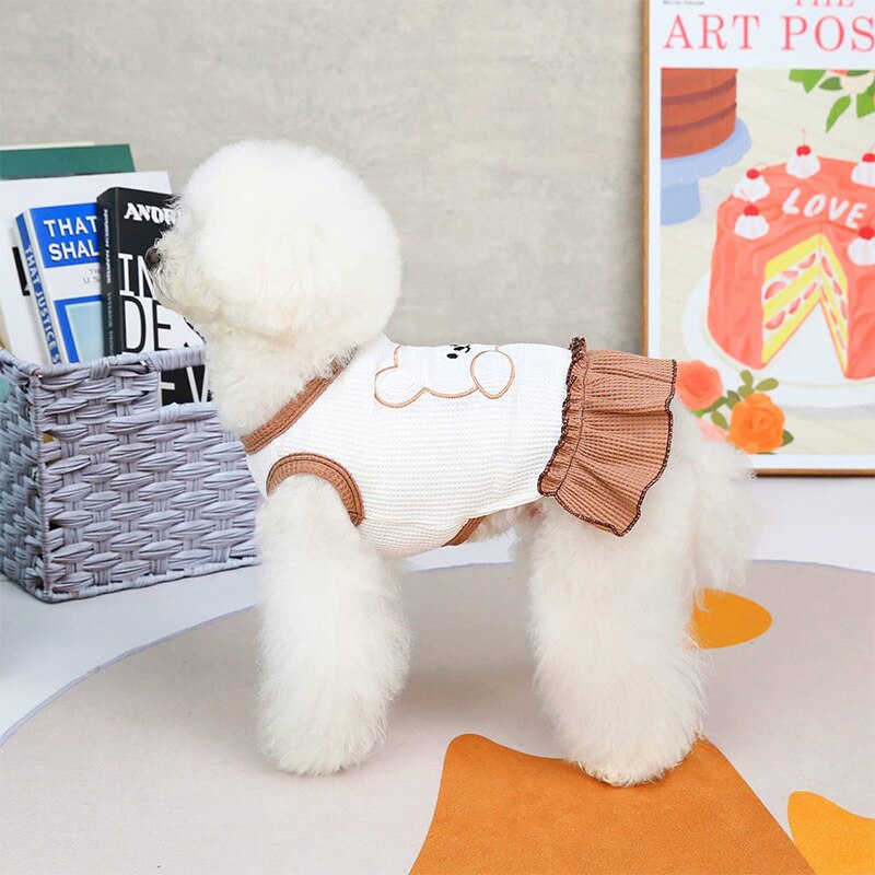 Camisetas sin mangas para perro y gato, vestido de gofre refrescante para cachorro y gatito, chaleco transpirable para primavera y verano, ropa para mascotas