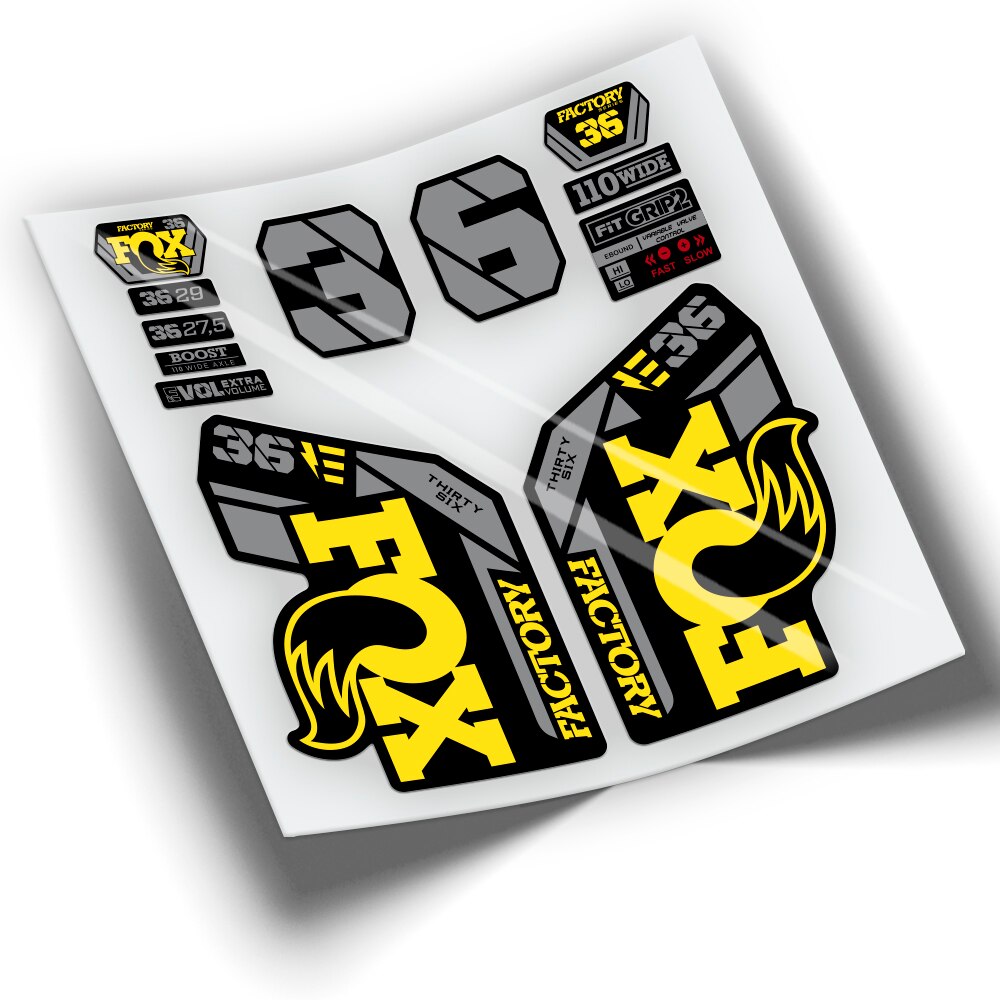 Naklejki widelec FOX 36 fabryka EBIKE 2021 BICOLOR WP428 naklejki rower górski naklejki rowerowe akcesoria rowerowe: Yellow 025