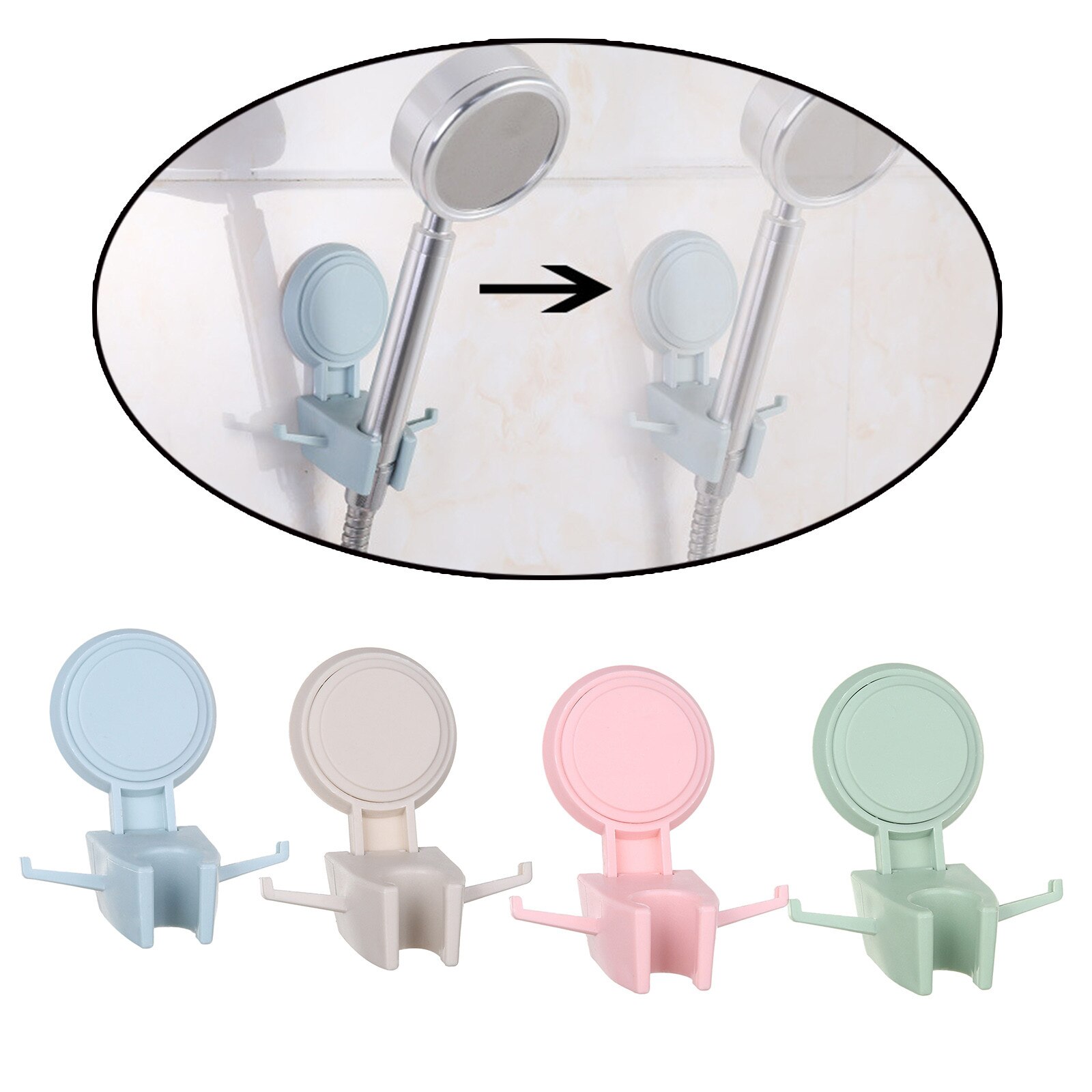 Nail-Free Shower Mounting Bracket Magic Sticker Seamless Shower Head Holder Shower Clip Wall Rack Stand for Bathroom Accessories