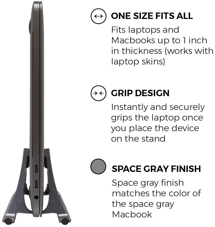 Space-Saving Vertical Desktop Stand for MacBook Air/Pro 16 13 15, iPad Pro 12.9, Chromebook and 11 to 17-inch Laptop