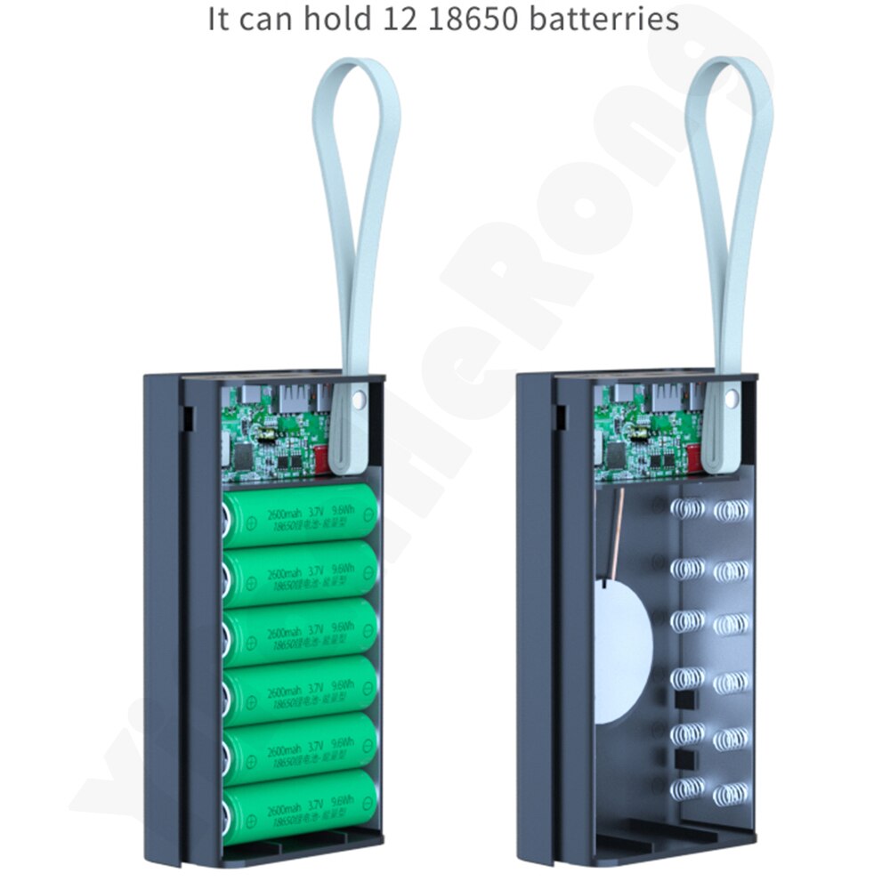 12 x 18650 Flashlight Battery Charger Box Power Bank Holder DIY Shell Case Dual USB 18650 Battery Shell Storage Organize