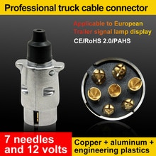 7-Pin 12 Volt Aluminum Plug Truck Cable Connector European Car Trailer Signal Light