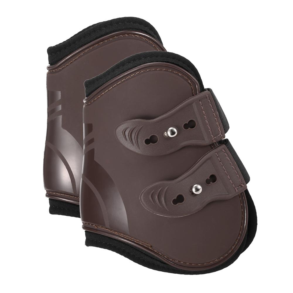 4 PCS Front Hind Leg Boots Horse Leg Boots Equine Front Hind Leg Guard Equestrian Tendon Protection Horse Hock Brace Equipment: brown hind leg