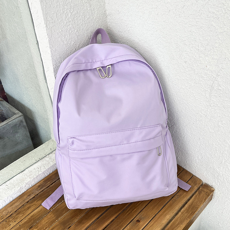 Waterproof Nylon Women Backpack Female Travel Bag Backpacks Schoolbag for Teenage Girls Solid Color Bookbag: PURPLE