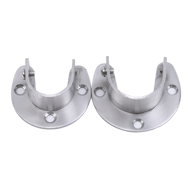 Stainless Steel Pipe Bracket 25/32mm Dia Tube Support Flange Seat For Wardrobe Hanging Rail Rod Pole Socket End Holder