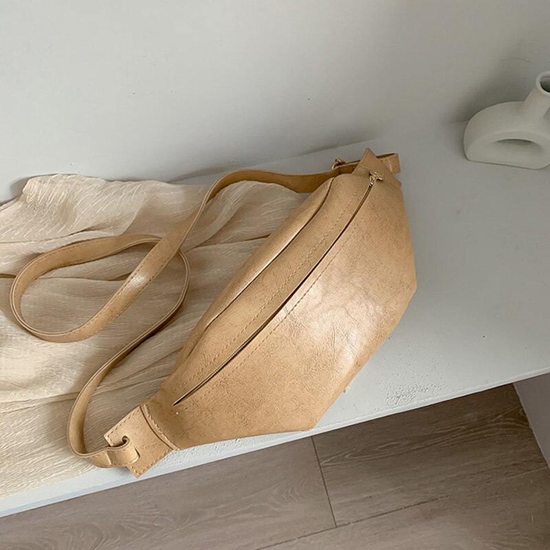 Sac de taille pour femmes cuir PU Fanny Pack sacs de poitrine multifonction banane taille Packs sac à bandoulière dame grande ceinture Pack: Khaki waist bag