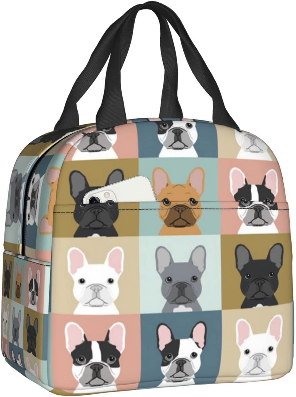 Lunch Bag Cute Pug Dog Lunch Box Insulated Bag Tote Bag For Men/Women Work Travel: Blue
