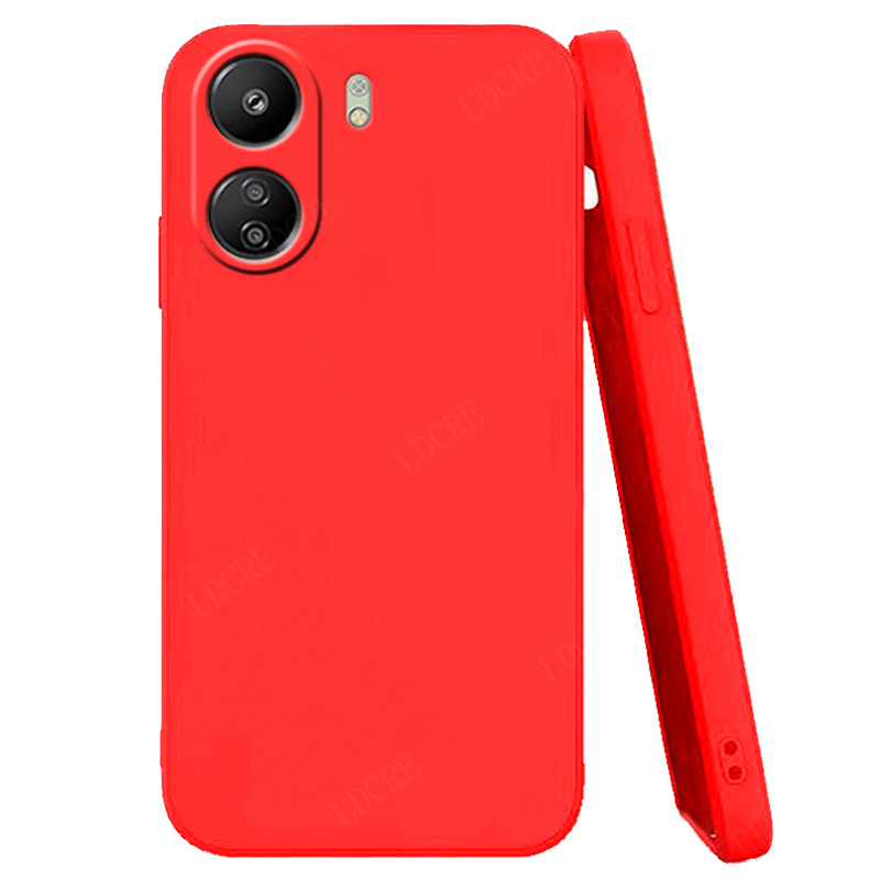 Coque en silicone liquide antichoc pour Xiaomi Redmi, coque souple en TPU pour Redmi 13C, 10A, 12C, 9C, 10C, 9, 10, 12, 13C: Tissu de coton / Rouge