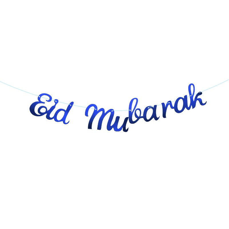 EID Mubarak Banner Glitter Mirror Ramadan Kareem Decoration Garlands Bunting Banner Gold Royal Blue Ramadan Decor For Home: L01