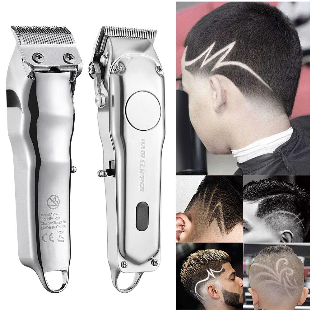 Kemei elektrische tondeuse volledig van metaal, snoerloze tondeuse, haarmodellering, baardtrimmer