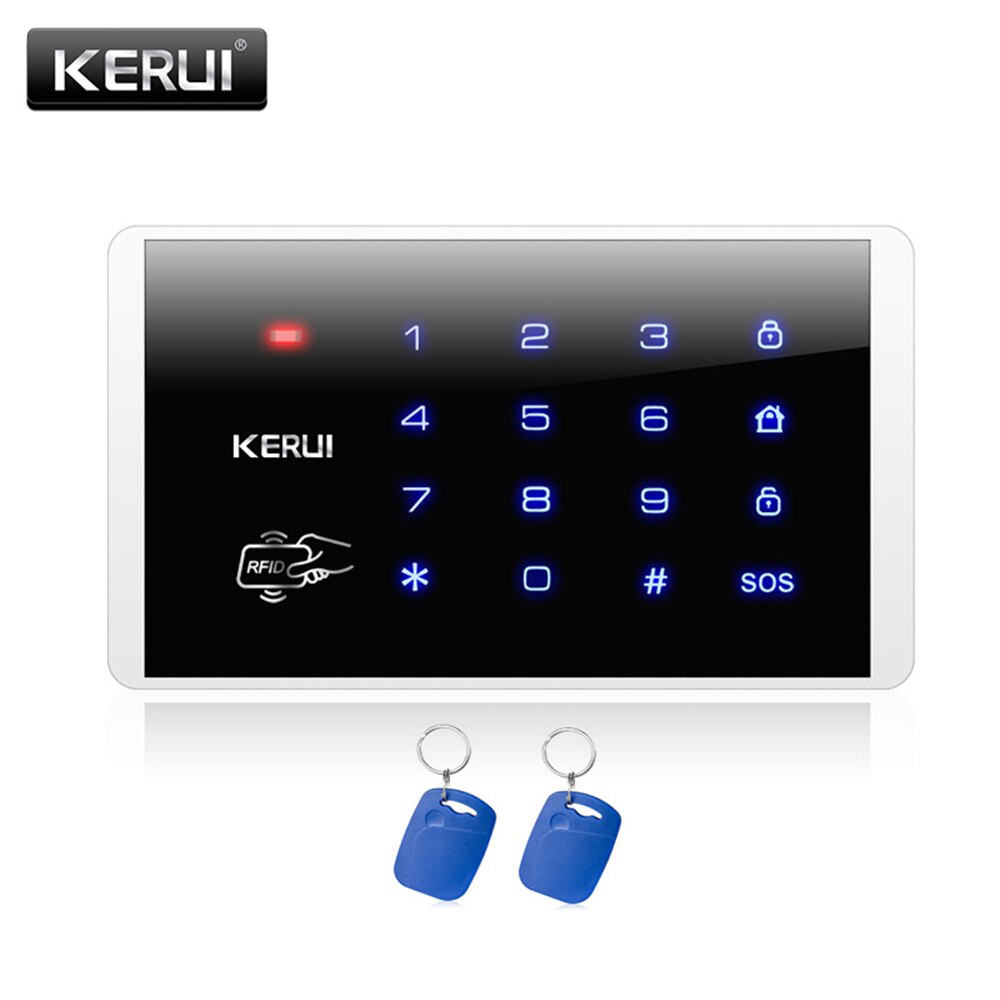 KERUI, Kit de bricolaje, W2 sistema de alarma WIFI/GSM 2,4 pulgadas Touch Panel seguridad Detector de movimiento, Sensor de puerta Buglar sistema de alarma: K16 Keyboard