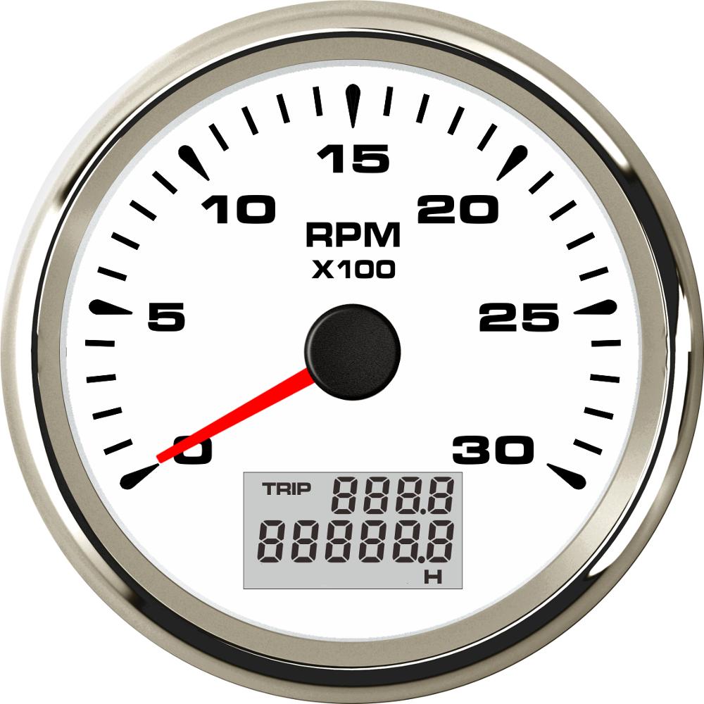 1pc Lowest Price 85mm Automotive Tachometers 0-3000RPM 6000RPM 8000RPM Ships Device Rev Counter with Hourmeter 8 Kinds Backlight: 0-3000RPM WS